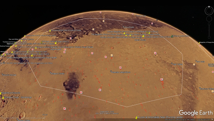 The Greater Utopia Planitia outlined (click for larger image)