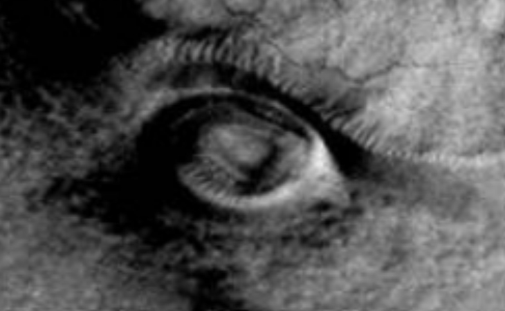Eye of Horus on Mars (510 meters long) - Source: G01_018593_2214_XI_41N302W