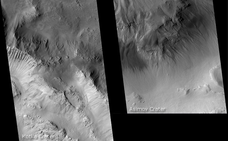 Similarities between Kotka Crater and Asimov Crater