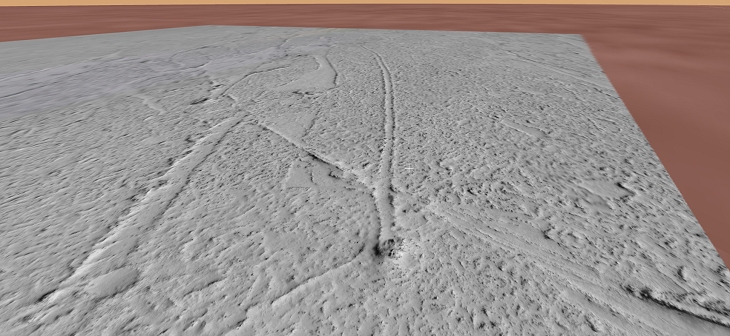 A closer look at a path left by Horseshoe crab on Mars