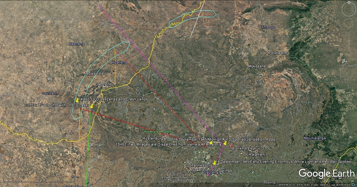 The disc darted silently in a north-westerly direction - Source: Google Earth