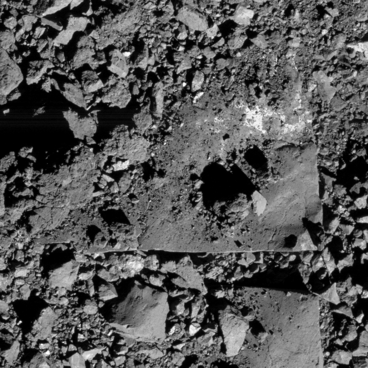 Megalithic blocks or monoliths on Bennu (click to view larger image)