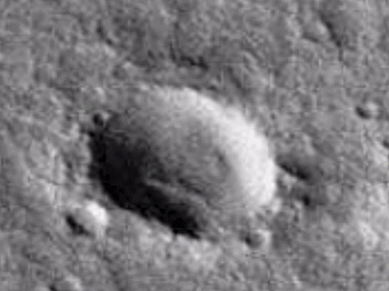 Cigar-shape object inside Martian crater