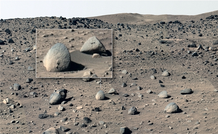 Rover Spirit also photographed a large stone disc in Home Plate (click for larger image)