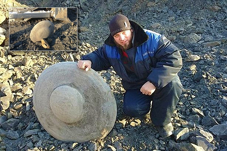 Carved stone disc found on Earth, Medveditskaya ridge region, Volgograd