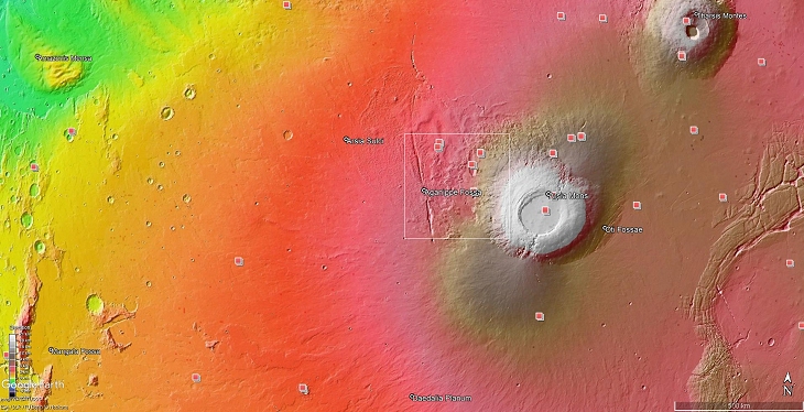 Arsia Mons Elevation, Source: NASA