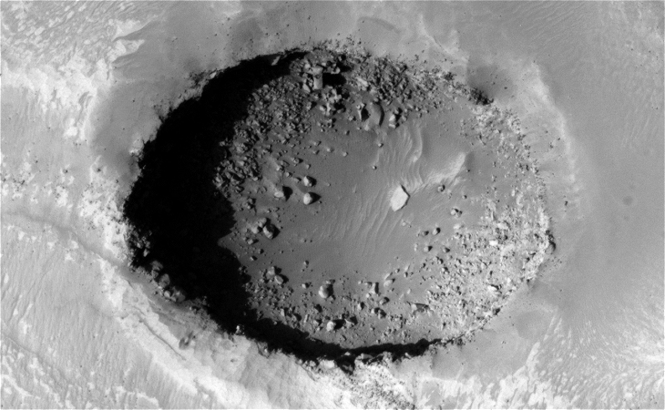Giant Standing Megalith found on Mars? - Crater