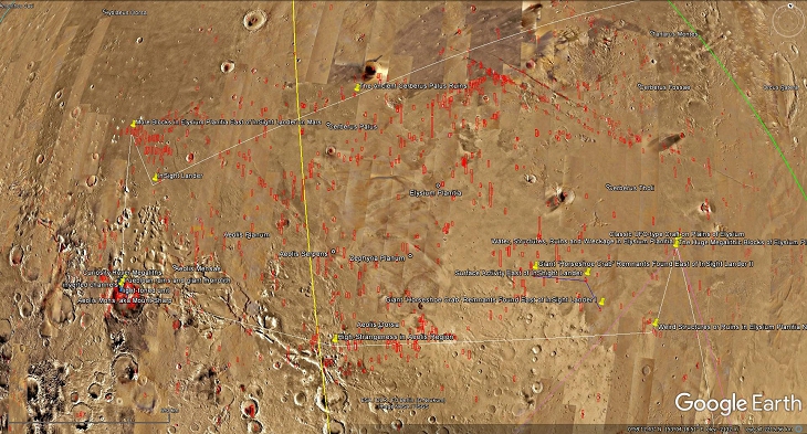 A Mars context map showing the section of Mars being analyzed