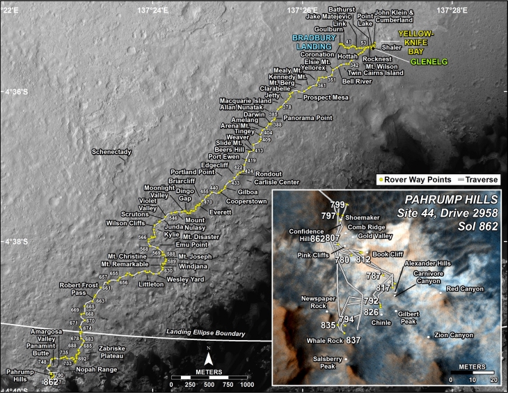 Curiosity's location in Sol 710 (click for larger image)