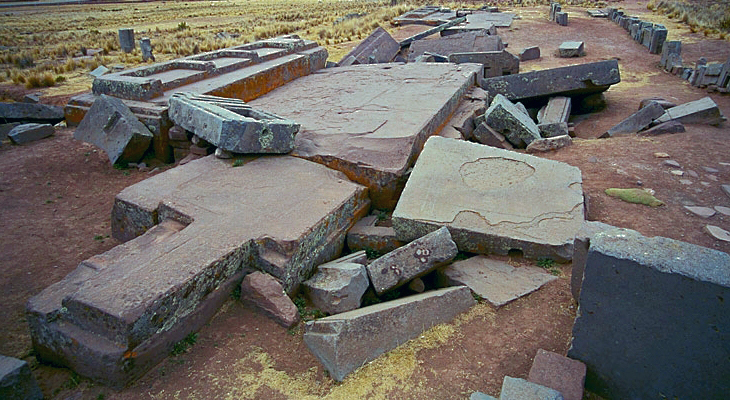 Similar megalithic stone ruins found on Earth: Pumapunku Ruins, Bolivia (click for larger image)